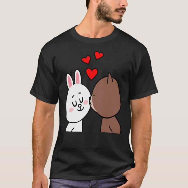 T-shirt Brown Ours Cony Lapin Lapin Le Baisson Léger (Devant)