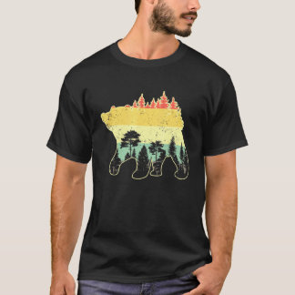 T-shirt Brown Ours Faune Animale Nature Forêt Retro Bea