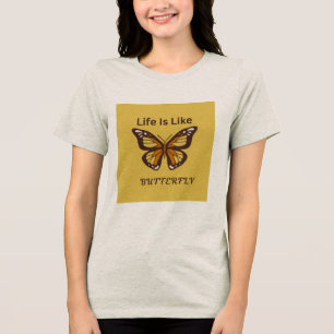 T shirt Brown Retro Butterfly Design