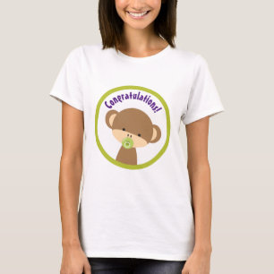 T-shirt Brown singe-bébé avec Pacifier Félicitations