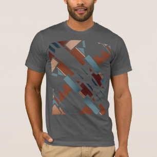 T-shirt Brown Turquoise Beige Diagonal Sud-Ouest Art Look