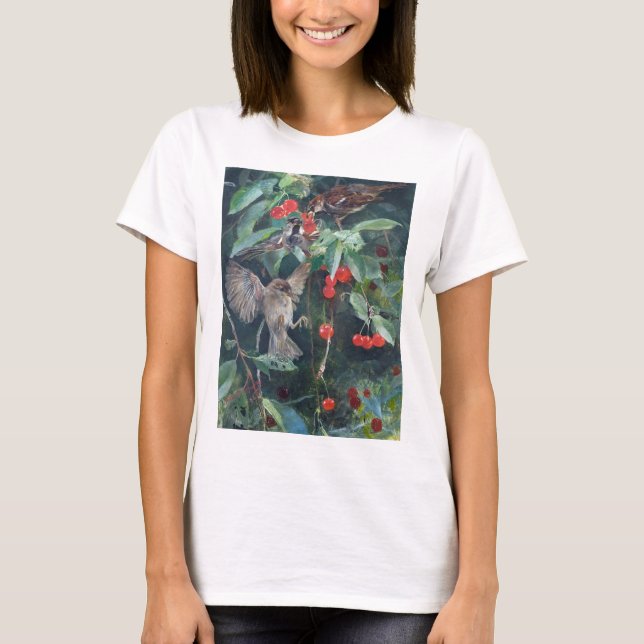 T-shirt Bruants dans un cerisier, Bruno Liljefors (Devant)
