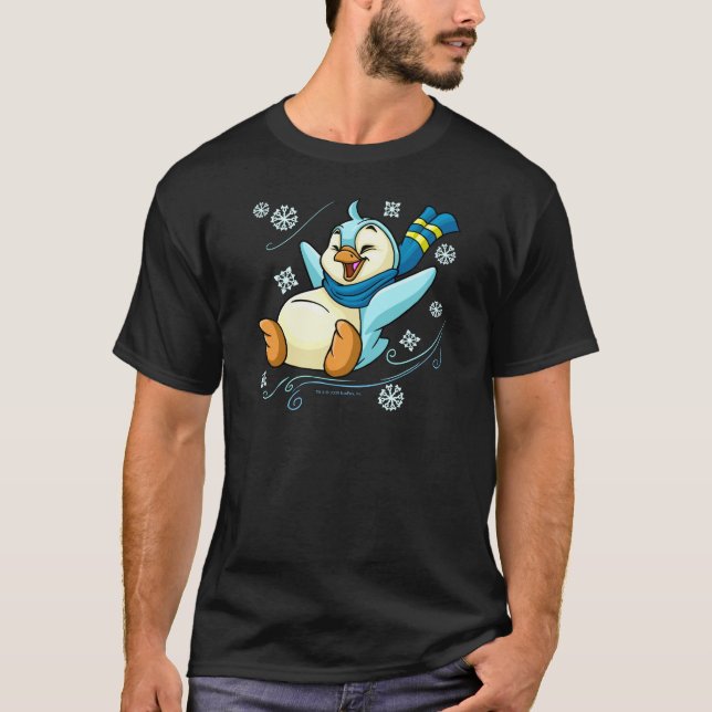 T-shirt Bruce bleu glissant à travers la glace (Devant)