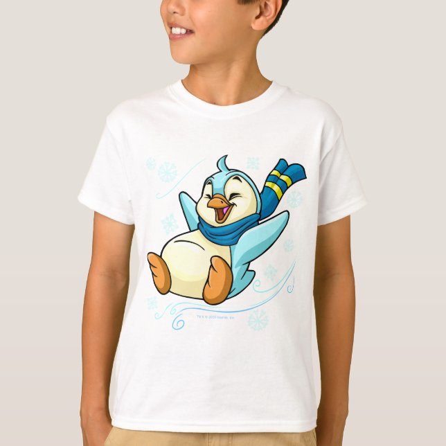T-shirt Bruce bleu glissant à travers la glace (Devant)