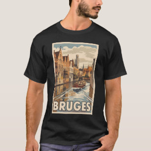 T-shirt Bruges Belgique Illustration Voyage Art Vintage