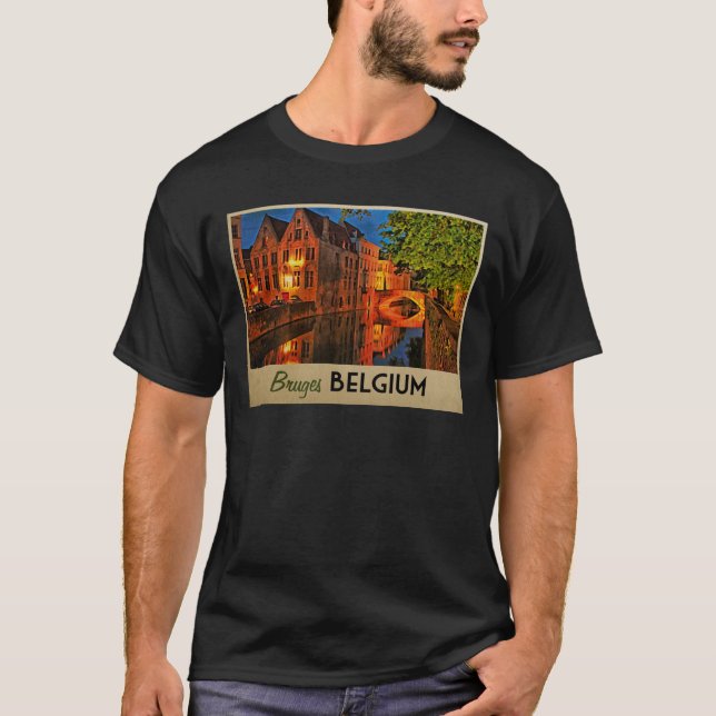 T-shirt Bruges Belgique La Nuit (Devant)