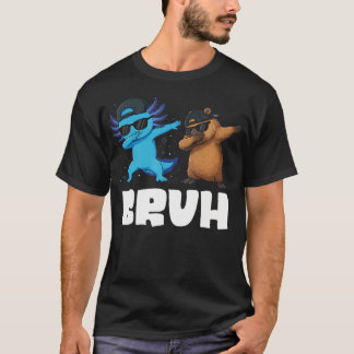 T-shirt Bruh Axolotl Et Capybara Dabant Drôle Hommes Garço