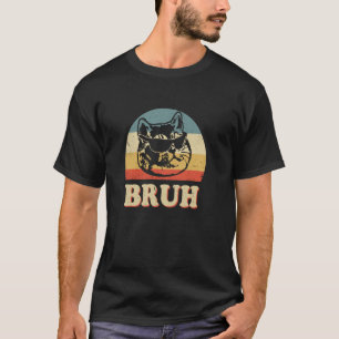 T-shirt Bruh Chat Cool avec Lunettes Coucher de Soleil Dét