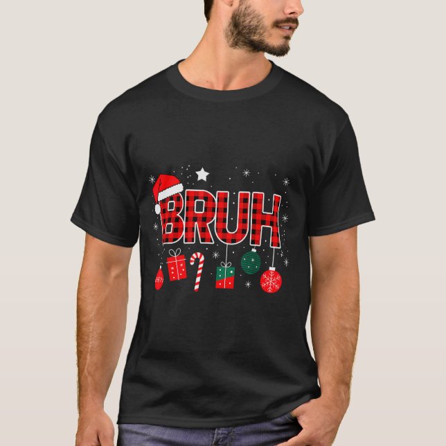 T-shirt Bruh Christmas Pajama Christmas Family Retro Santa (Devant)