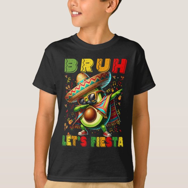 T-shirt Bruh Dab Avocado Poncho Lets Fiesta Garçons Cinc (Devant)