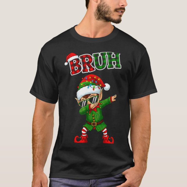 T-shirt Bruh Dabbing Elf Funny Kids Years Pajamas Christma (Devant)