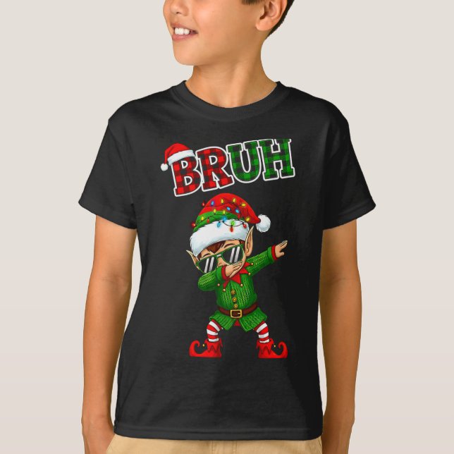 T-shirt Bruh Dabbing Elf Funny Kids Years Pajamas Christma (Devant)