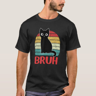 T-shirt Bruh drôle avec salutations de chat noir ados garç
