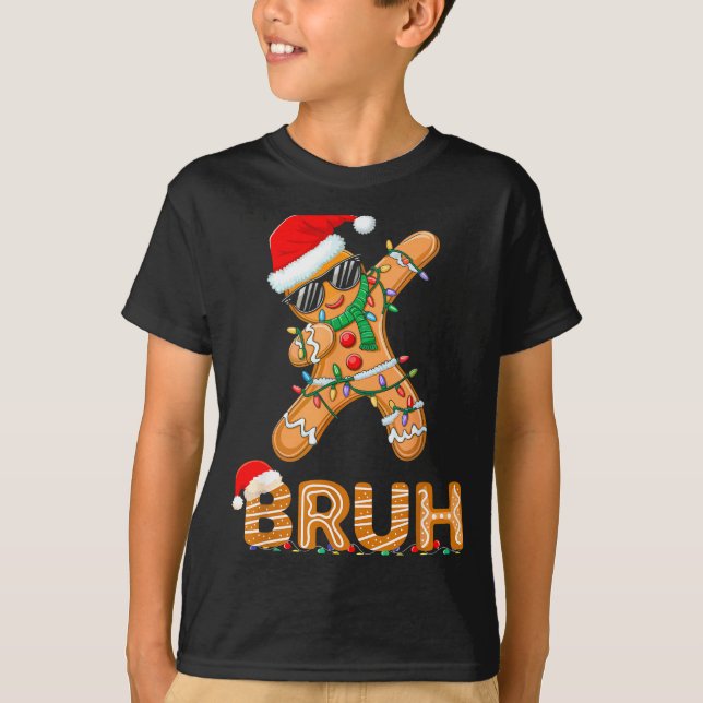T-shirt Bruh Funny Christmas Gingerbread Man Teens Boys Ki (Devant)