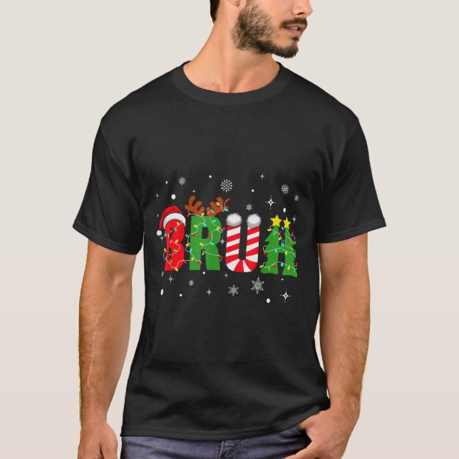 T-shirt Bruh Funny Christmas Red Plaid Teens Boys Kids Xma (Devant)