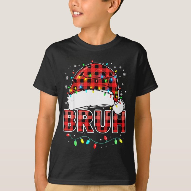 T-shirt Bruh Funny Santa Hat Lights Christmas  (Devant)