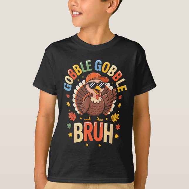 T-shirt Bruh Funny Thanksgiving Turkey Gobble Shirt Boys G (Devant)