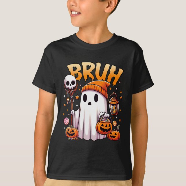 T-shirt Bruh Ghost Halloween mignon Ghost Tricot Ou Traite (Devant)