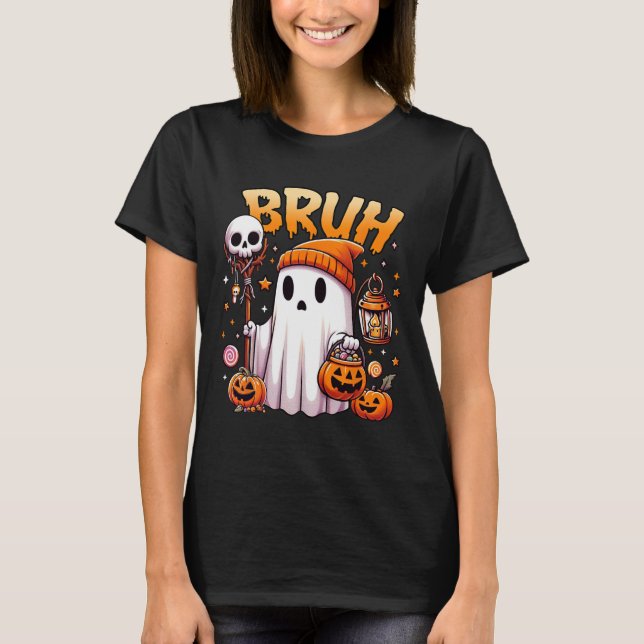 T-shirt Bruh Ghost Halloween mignon Ghost Tricot Ou Traite (Devant)