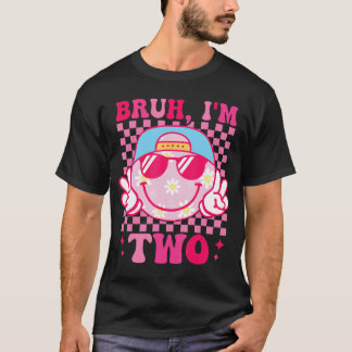 T-shirt Bruh Imwo 2 2nd Birthday Groovy Girls 2 Years Old 