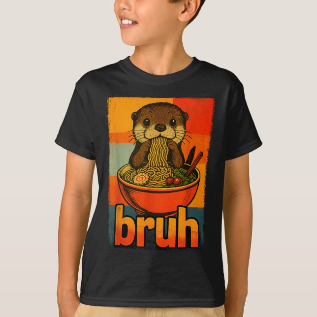 T-shirt Bruh Otter Eating Japanese Ramen Noodles Men Women (Devant)