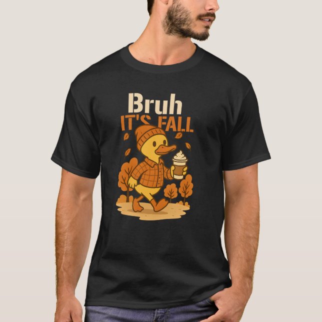 T-shirt Bruh Sa Chute Thanksgiving Oie & Feuilles Citrouil (Devant)