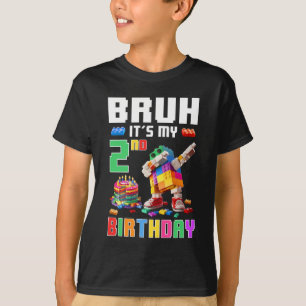 T-shirt Bruh Son 2e Anniversaire Master Builder Dabbing Bl