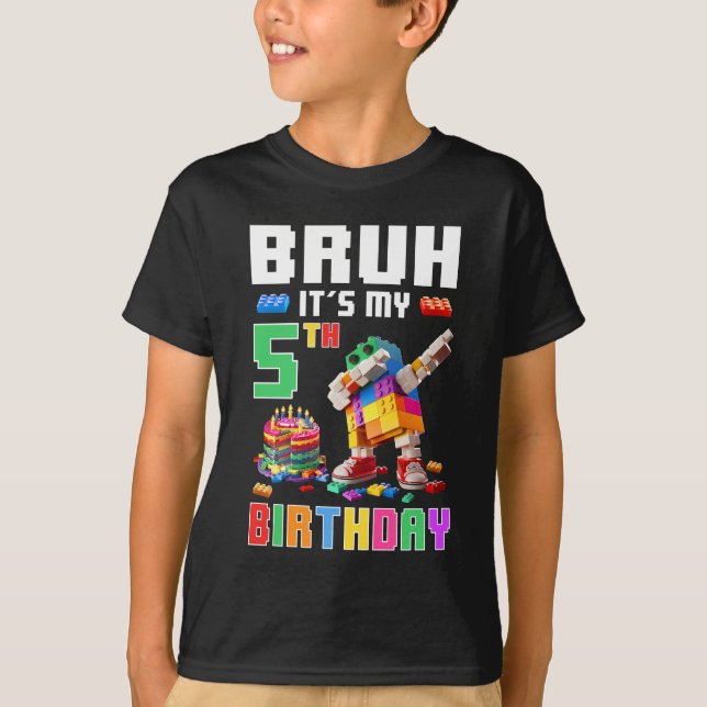 T-shirt Bruh Son Mon 5e Anniversaire Maître Constructeur D (Devant)