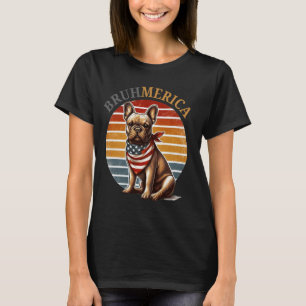 T-shirt Bruhmerica French Bulldog USA American Flag Vintag