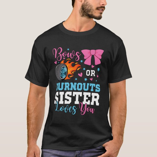 T-shirt Brûlure Ou Bows Soeur Vous Aime Genre Révéler Py (Devant)