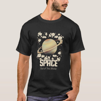 T-shirt Brun Beige Planète Saturne