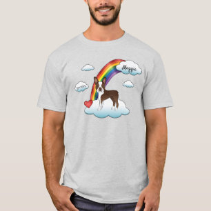 T-shirt Brun chocolat Boston Terrier Mémorial Arc-en-ciel