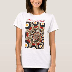 T-shirt Brunch Fractal Art Drôle Nourriture, Tomates, Oeuf