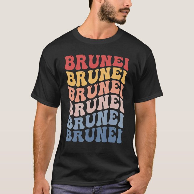 T-shirt Brunei Groovy Retro Bruneian (Devant)