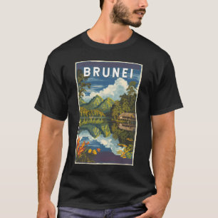 T-shirt Brunei Illustration peinte Voyage Art Vintage