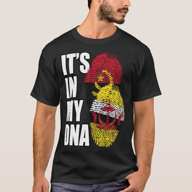 T-shirt Brunéien Et Angolais Mélangent L'ADN Patrimoine Du (Devant)