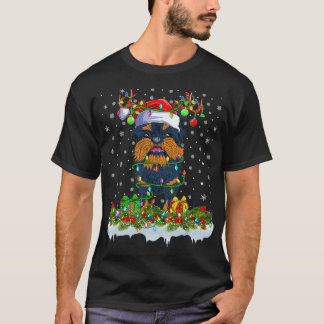T-shirt Bruxelles Griffon Chien Santa Hat Reindee Noël