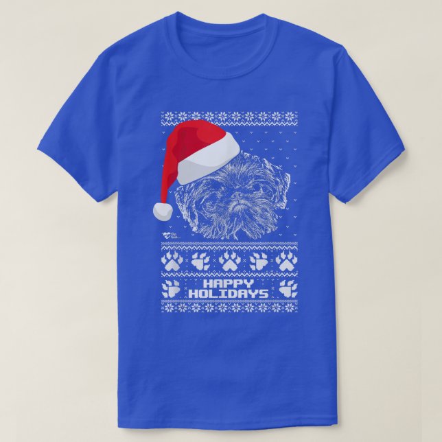 T-shirt Bruxelles Griffon Cute Joyeuses Fêtes Noël (Design devant)