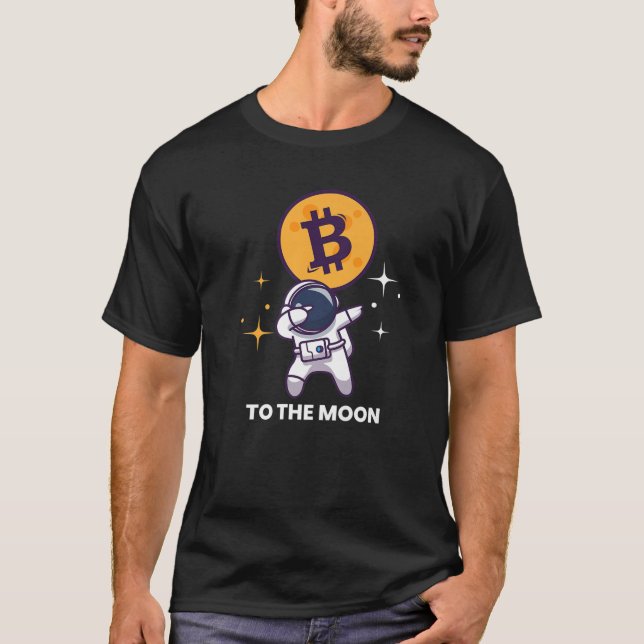 T-shirt Btc Astronaut Inspiré Bitcoin Lune Crypto Lié (Devant)