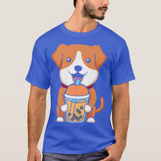 T-shirt Bubble Lait Thé Chien mignon Chien Boire Boba Lait