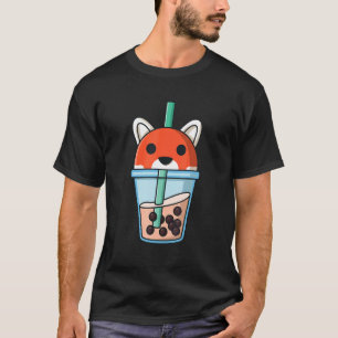 T-shirt Bubble Tea Fox Boba Pearls Sweet Red Panda Girl