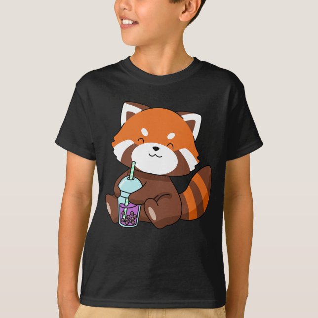 T-shirt Buble Tea Gift Girl Red Panda Boba Tea Bubble Tea (Devant)