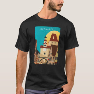 T-shirt Bucarest Ville Roumanie Voyage Aquarelle Artefacts
