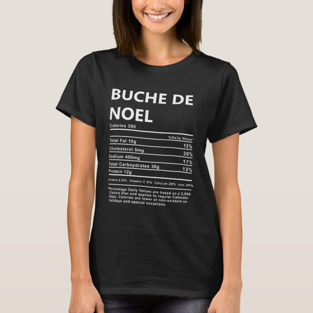 T-shirt Buche De Noel French Nutrition Étiquette Christmas (Devant)