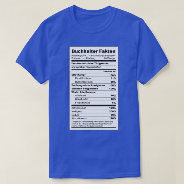 T-shirt Buchhalter Fakten Inhalte Inhaltsangabe (Design devant)