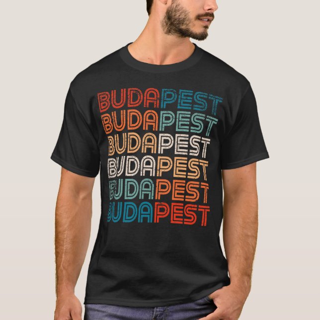 T-shirt Budapest Hongrie Design Vintage Cadeau Souvenir (Devant)
