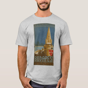 T-shirt Budapest, Hungary, Vintage affiche, vers l'arrière