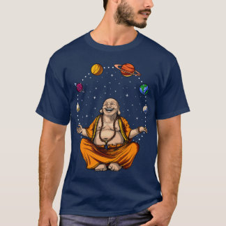 T-shirt Buddha Juggling Space Planets retro