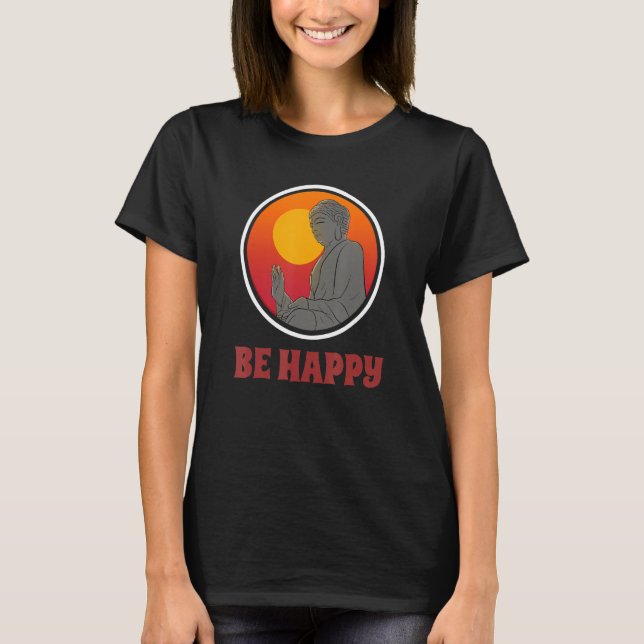T-shirt Buddha Monk Namaste Praying Pray Smile Happy Laugh (Devant)