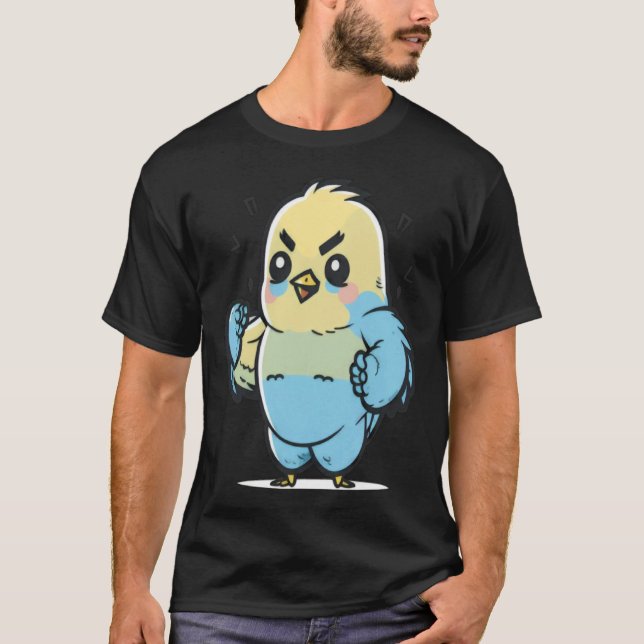 T-shirt Budgie Budgerigar Parakeet Muscles Bodybuilder Gym (Devant)